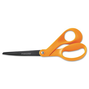 Fiskars Our Finest Scissors, 8" Long, 3.1" Cut Length, Orange Offset Handle (FSK1999701007) View Product Image