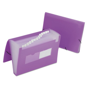 AbilityOne 7530016597147 SKILCRAFT 1.25" Expansion File, 12 Sections, Elastic Cord Closure, Straight Tab, Letter Size, Purple, 12/Carton