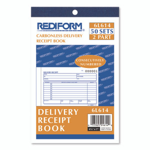 Rediform Delivery Receipt Book, Three-Part Carbonless, 6.38 x 4.25, 50 Forms Total