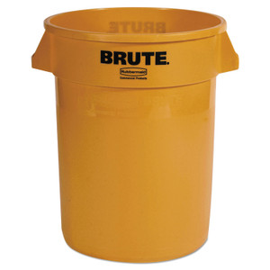 Rubbermaid Commercial Vented Round Brute Container, 32 gal, Plastic, Yellow