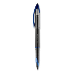 uniball AIR Porous Gel Pen, Stick, Medium 0.7 mm, Blue Ink, Black/Blue Barrel, 3/Pack