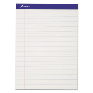 Ampad Perforated Writing Pads, Wide/Legal Rule, 50 White 8.5 x 11.75 Sheets, Dozen (TOP20320) View Product Image