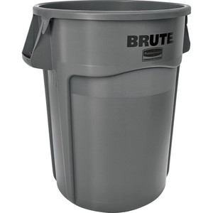 Rubbermaid Commercial Brute 44-Gallon Vented Utility Container - 44 gal Capacity - Round - Handle, Heavy Duty, Reinforced, UV Coated, Damage Resistant, Warp Resistant, Water Resistant, Crack Resistant, Durable - 31.5" Height x 24" Diameter - Plastic
