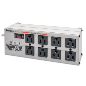 Tripp Lite Isobar Surge Protector, 8 AC Outlets, 12 ft Cord, 3,840 J, Light Gray (TRPISOBAR8ULTRA) View Product Image