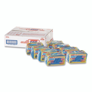 S.O.S. All Surface Scrubber Sponge, 2.5 x 4.5, 0.9" Thick, Dark Blue, 3/Pack, 8 Packs/Carton