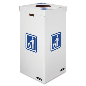 Waste And Recycling Bin, 50 Gal, White, 10/carton (FEL7320201)