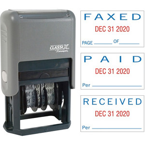 Shachihata Inc Self-Inking Message Dater, Paid/Faxed/Received, Blue/Red (XST40330) View Product Image