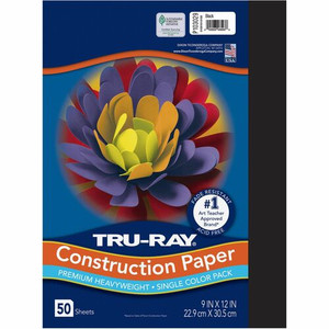 Tru-Ray Construction Paper - 12" Width x 9" Length - Black - Sulphite