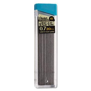 Pentel Super Hi-Polymer Lead Refills, 0.7 mm, HB, Black, 30/Tube