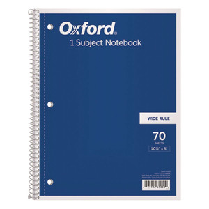 Oxford Coil-Lock Wirebound Notebook, 3-Hole Punched, Wide/Legal Rule, Randomly Assorted Cover Color, (70) 10.5 x 8 Sheets Oxford Coil-Lock Wirebound Notebook, 3-Hole Punched, Wide/Legal Rule, Randomly Assorted Cover Color, (70) 10.5 x 8 Sheets