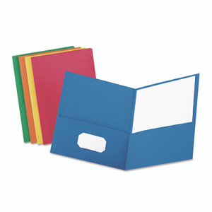 Oxford Twin-Pocket Folder, Embossed Leather Grain Paper, 0.5" Capacity, 11 x 8.5, Assorted Colors, 25/Box