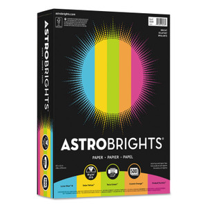 Astrobrights Color Paper -"Bright" Assortment, 24 lb Bond Weight, 8.5 x 11, Assorted Bright Colors, 500/Ream (WAU99608) View Product Image