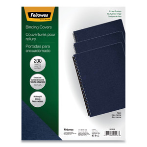 Fellowes Expressions Linen Texture Presentation Covers for Binding Systems, Navy, 11.25 x 8.75, Unpunched, 200/Pack (FEL52113) View Product Image