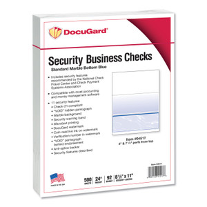 DocuGard Standard Security Check, 11 Features, 8.5 x 11, Blue Marble Bottom, 500/Ream (PRB04517) View Product Image