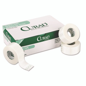 Curad First Aid Cloth Silk Tape, Heavy-Duty, Acrylic/Silk, 1" x 10 yds, White, 12/Pack