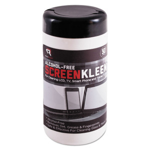 Read Right ScreenKleen Monitor Screen Wet Wipes, Cloth, 5.25 x 5.75, Unscented, 50/Tub