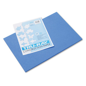 Pacon Tru-Ray Construction Paper, 76 lb Text Weight, 12 x 18, Blue, 50/Pack