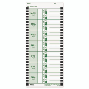 Lathem Time Time Clock Cards for Lathem Time 800P, One Side, 4 x 9, 100/Pack