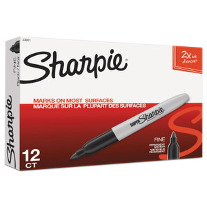 Sharpie Super Permanent Marker, Fine Bullet Tip, Black, Dozen (SAN33001) View Product Image