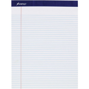 Ampad Legal Ruled Writing Pad - Legal Ruled Front Ruling - 1" Height x 8.5" Width x 11.8" Length - Smooth Surface, Perforated, Sturdy Back