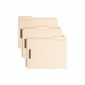 Smead Top Tab Fastener Folders, 1/3-Cut Tabs: Assorted, 0.75" Expansion, 2 Fasteners, Letter Size, Manila Exterior, 50/Box