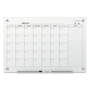 Quartet Infinity Magnetic Glass Calendar Board, Monthly Planning/Scheduling, 48" x 36", White Surface
