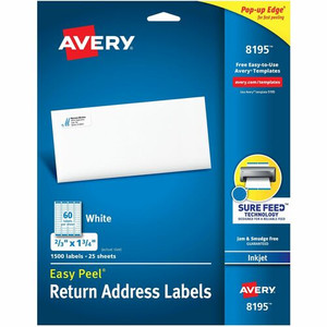 Avery Easy Peel Inkjet Return Address Labels - 2/3" Width x 1 3/4" Length - Permanent Adhesive - Rectangle - Inkjet - White