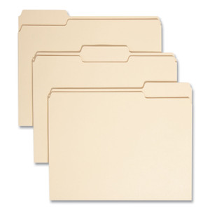 Smead 100% Recycled Manila Top Tab File Folders, 1/3-Cut Tabs: Assorted, Letter Size, 0.75" Expansion, Manila, 100/Box