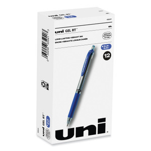 uniball Signo Gel Pen, Retractable, Medium 0.7 mm, Blue Ink, Blue/Metallic Accents Barrel, Dozen (UBC65941) View Product Image