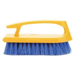 Rubbermaid Commercial Iron-Shaped Handle Scrub Brush, Blue Polypropylene Bristles, 6" Brush, 6" Yellow Plastic Handle (RCP6482COB) View Product Image