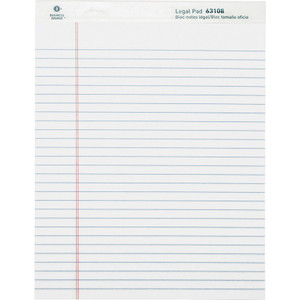 Business Source Legal Pads, Legal Ruled, 50 Sht, 8-1/2"x11-3/4", 1 Dozen,WE (BSN63108) View Product Image