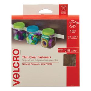 VELCRO Brand Sticky-Back Fasteners, Removable Adhesive, 0.75" x 15 ft, Clear