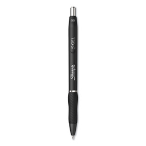 Sharpie S-Gel S-Gel High-Performance Gel Pen, Retractable, Fine 0.5 mm, Black Ink, Black Barrel, Dozen
