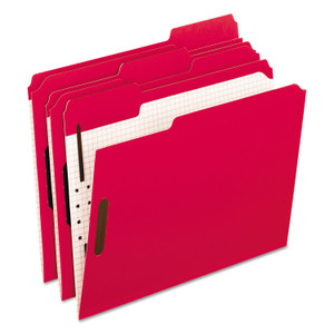 Pendaflex Colored Classification Folders with Embossed Fasteners, 2 Fasteners, Letter Size, Red Exterior, 50/Box
