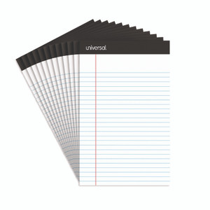 Universal Premium Ruled Writing Pads with Heavy-Duty Back, Narrow Rule, Black Headband, 50 White 5 x 8 Sheets, 12/Pack