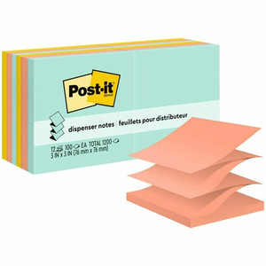 Post-it Dispenser Notes - 1200 - 3" Flag/Note Width x 3" Flag/Note Length - Square - 100 Sheets per Pad - Unruled - (MMMR33012AP)