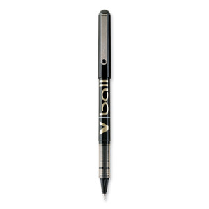 Pilot VBall Liquid Ink Rollerball Pen, Stick, Fine 0.7 mm, Black Ink, Black/Clear Barrel, Dozen