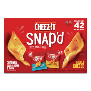 Cheez-It Snap'd Crackers Variety Pack, Cheddar Sour Cream and Onion; Double Cheese, 0.75 oz Bag, 42/Carton (KEB11500) View Product Image