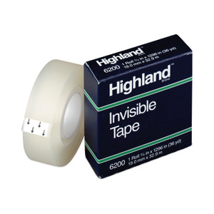 Highland Invisible Permanent Mending Tape, 1" Core, 0.75" x 36 yds, Clear