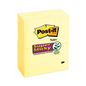 Post-it Notes Super Sticky Pads in Canary Yellow, 3" x 5", 90 Sheets/Pad, 12 Pads/Pack (MMM65512SSCY) View Product Image