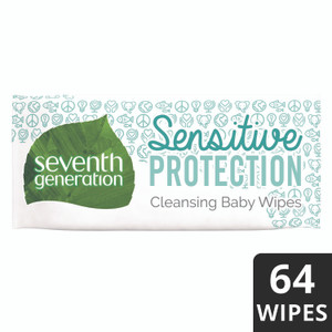 Seventh Generation Free and Clear Baby Wipes, 7 x 7, Unscented, White, 64/Flip-Top Pack