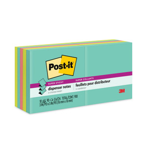 Post-it Dispenser Notes Super Sticky Pop-up 3 x 3 Note Refill, 3" x 3", Supernova Neons Collection Colors, 90 Sheets/Pad, 10 Pads/Pack