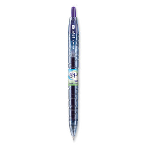 Pilot B2P Bottle-2-Pen Recycled Gel Pen, Retractable, Fine 0.7 mm, Purple Ink, Translucent Blue Barrel