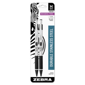 Zebra M-301 Mechanical Pencil, 0.5 mm, HB (#2), Black Lead, Silver/Black Barrel, 2/Pack View Product Image