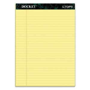 TOPS Docket Ruled Perforated Pads, Wide/Legal Rule, 50 Canary-Yellow 8.5 x 11.75 Sheets, 12/Pack