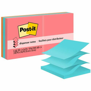 Post-it Pop-up Adhesive Note - 600 - 3" Flag/Note Width x 3" Flag/Note Length - Square - 100 Sheets per Pad - Unruled