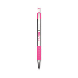 Zebra F-301 Ballpoint Pen, Retractable, Fine 0.7 mm, Black Ink, Stainless Steel/Pink Barrel (ZEB37111) View Product Image