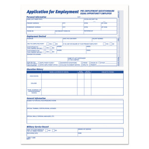 TOPS Comprehensive Employee Application Form, One-Part (No Copies), 17 x 11, 25 Forms Total View Product Image