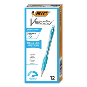 BIC Velocity Original Mechanical Pencil, 0.9 mm, HB (#2), Black Lead, Turquoise Barrel, Dozen