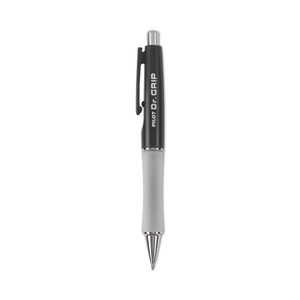 Pilot Dr. Grip Ballpoint Pen, Retractable, Medium 1 mm, Black Ink, Black Barrel